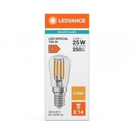 Ledvance E14 Special T26 LED Lampe 2,8W wie 25W warmweißes Licht 2700K - Licht für Kleine Designerleuchten, Nähmaschinen, Kühlschrank